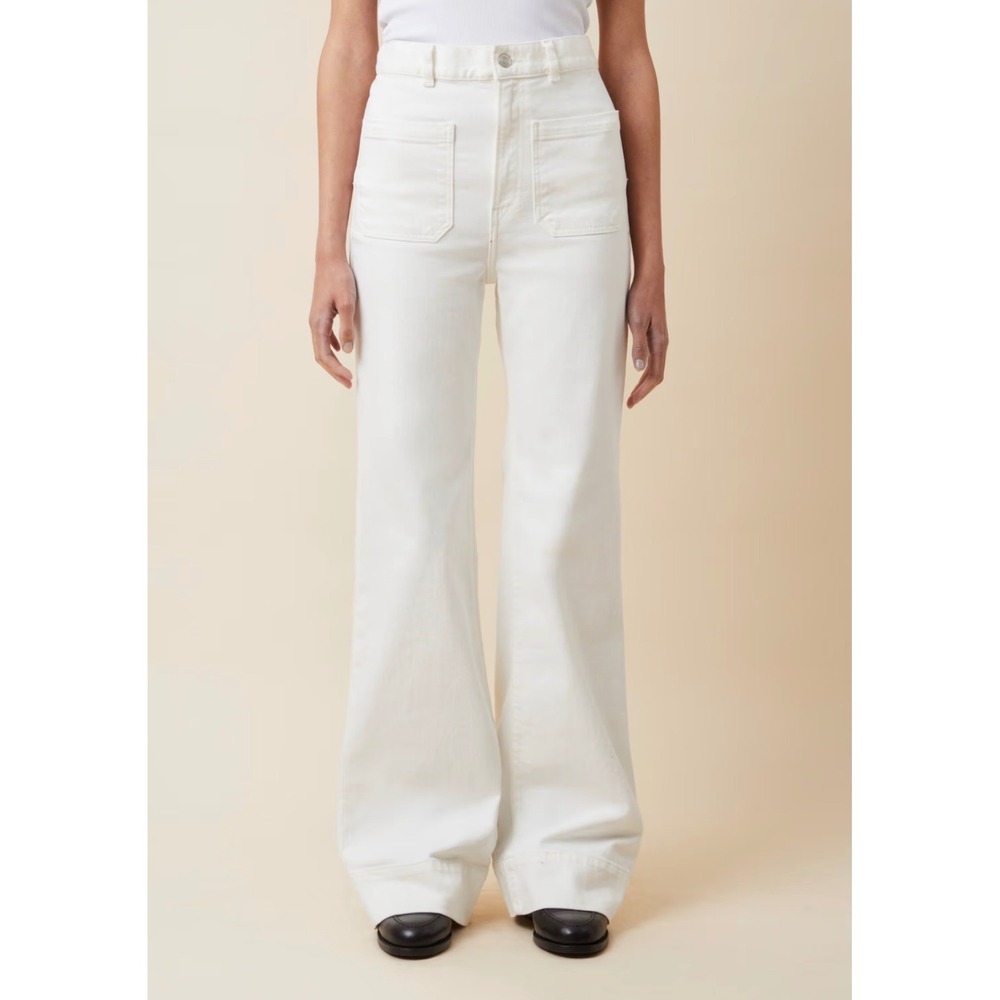 Jeanerica Flare Jeans Womens 27 Natural White High‎ Rise Patch Pocket Denim 70s